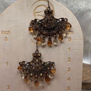 Vintage Intricate Brown & Gold Filigree Earrings